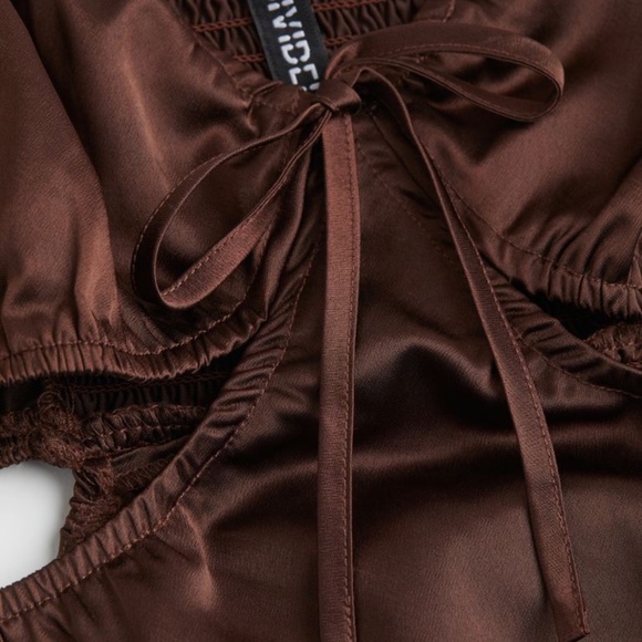 H&M DIVIDED SMALL NWOT SOLD OUT DRESS SIZE S PRETTY STRAPPY BROWN PARTY - Picture 2 of 11